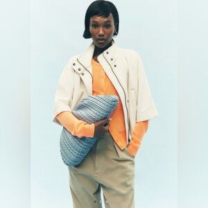 Anthropologie urban expressions Light Blue Woven Clutch with Gold Chain